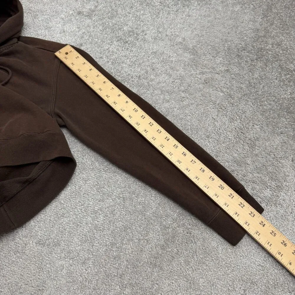 True Religion Hoodie Pullover Sweatshirt Men Small Brown Embroidered Logo Fleece